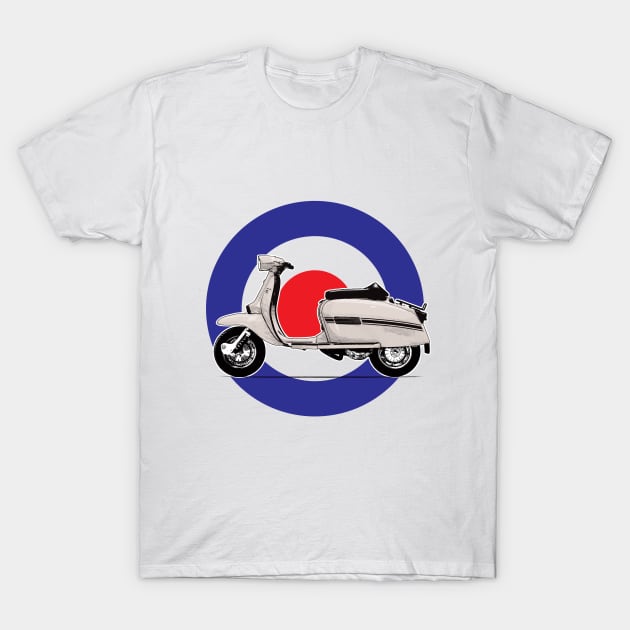 Classic White Italian mods lambretta scooter T-Shirt by Cimbart